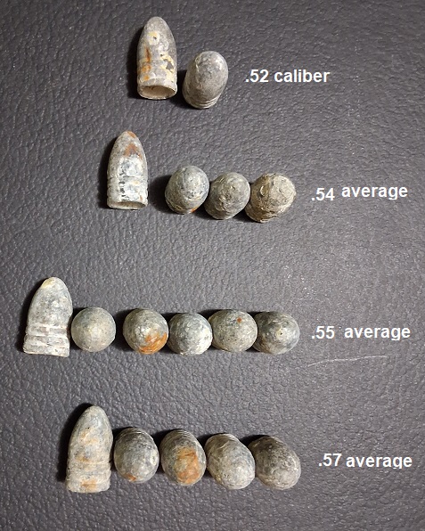 Civil War Bullets 3 ring 52-55-57 caliber CS camp